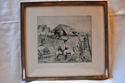 Hof mit Kindern und Ziegen