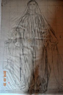 Weibliche Gestalt mit Mantel „E..., Abb. Nr. 5“