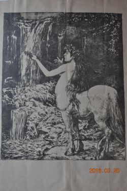 Zentauer vor Wasserfall