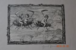 Kinder auf Heuschrecken