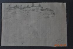 Landschaftsskizze in Passepartout